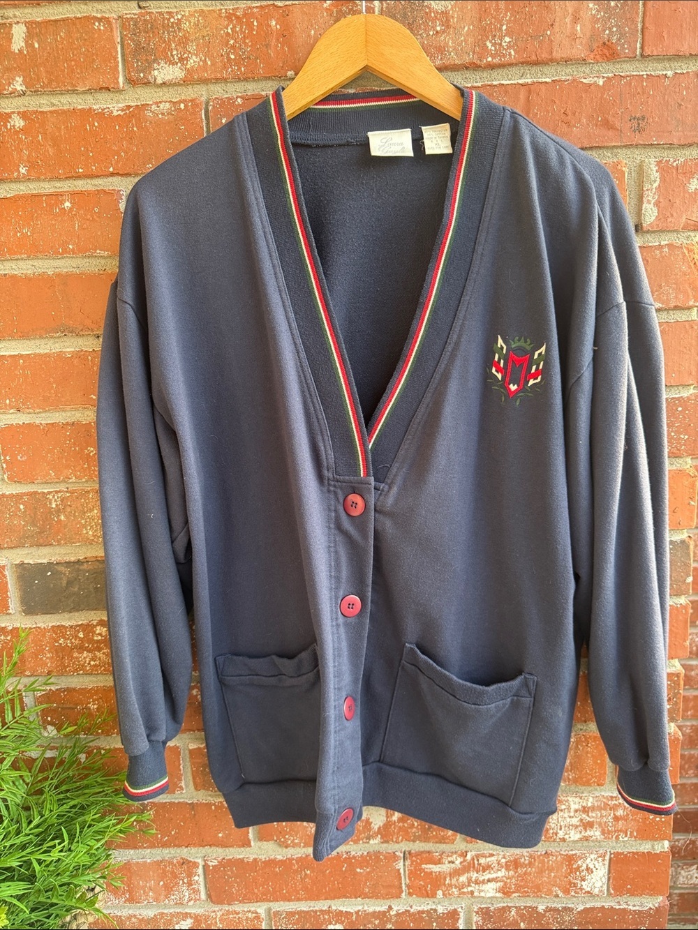 Vintage Laura Gayle Navy Cardigan with Red Buttons